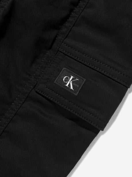 Calvin Klein Boys Sateen Cargo Trousers in Black