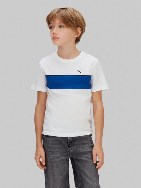 Calvin Klein Boys Panel Colourblock T-Shirt in White