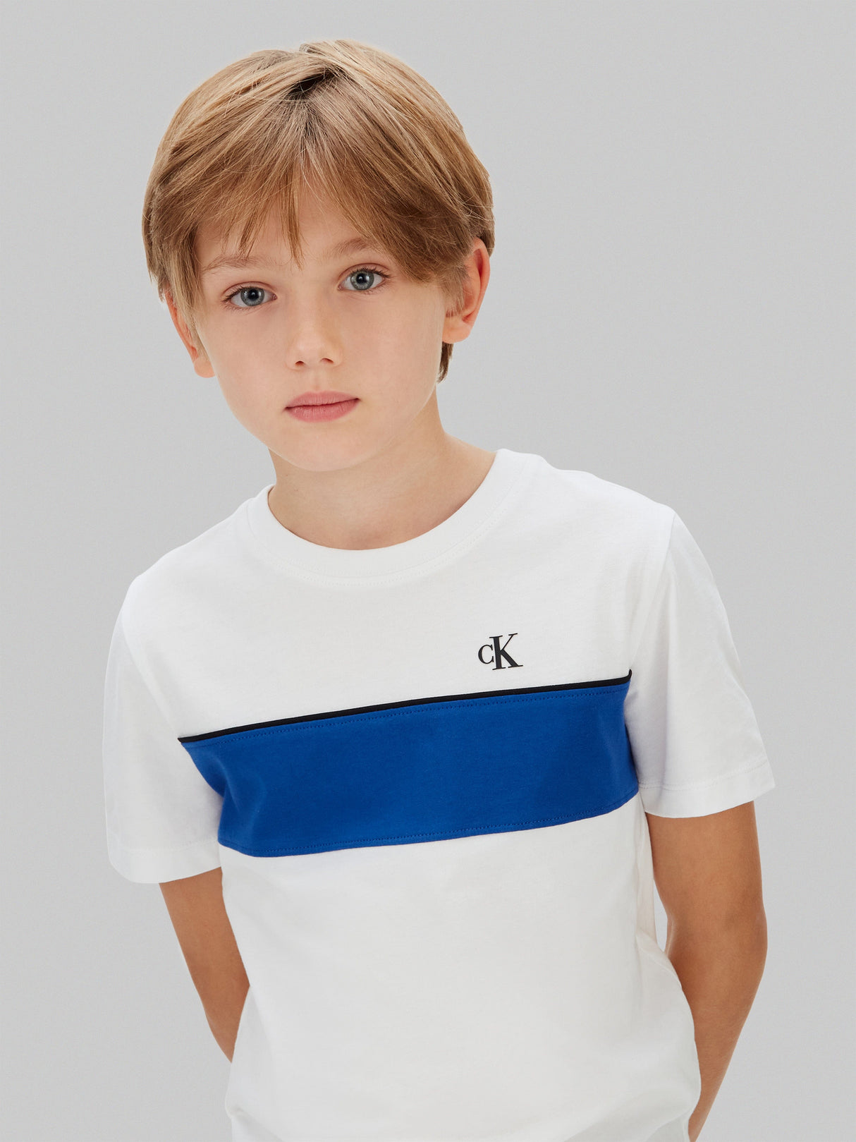 Calvin Klein Boys Panel Colourblock T-Shirt in White