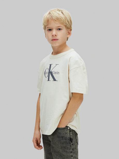 Calvin Klein Boys Light Monologo T-Shirt in Ivory