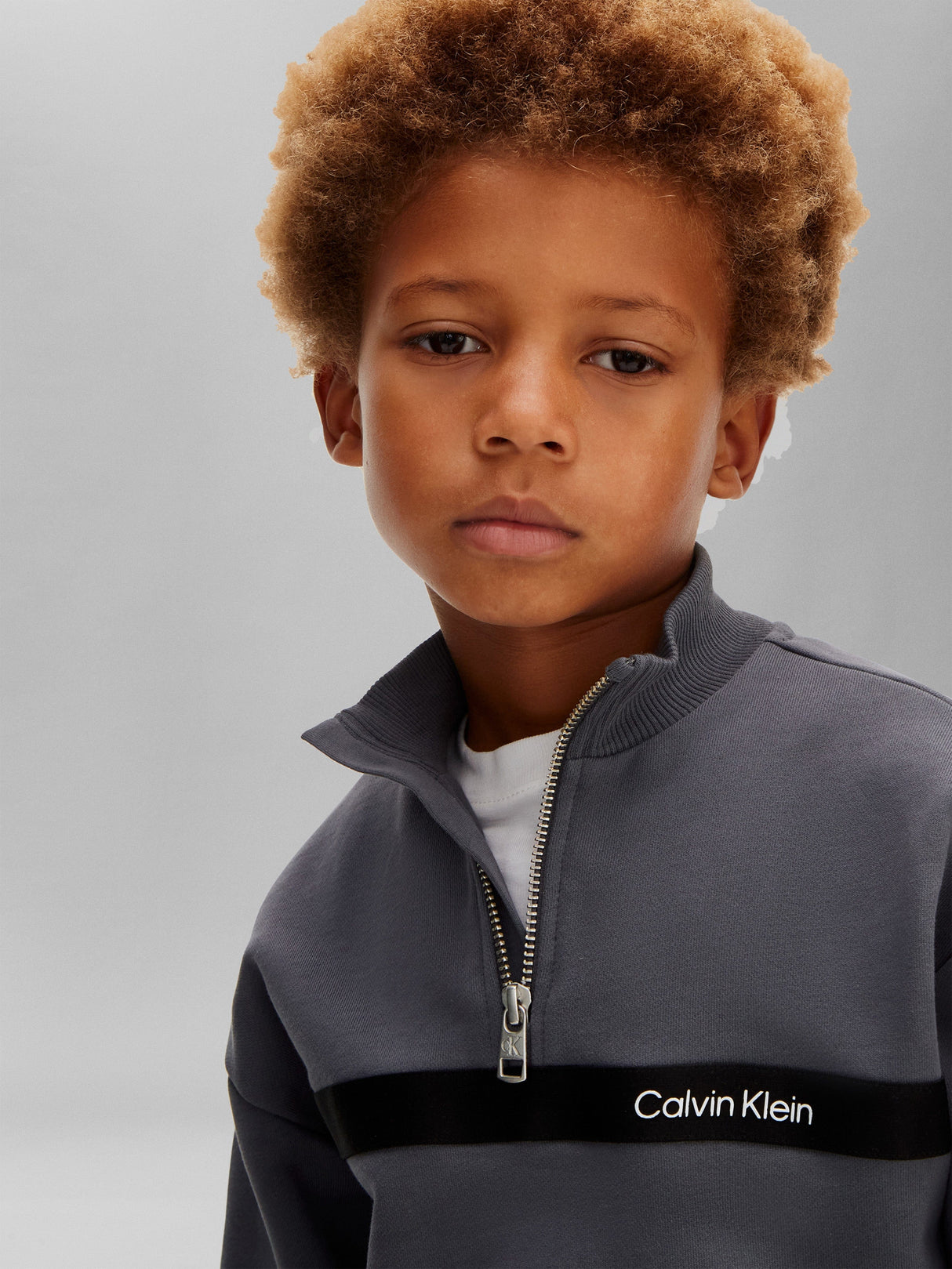 Calvin Klein Boys Half Zip Tape Tracksuit in Grey