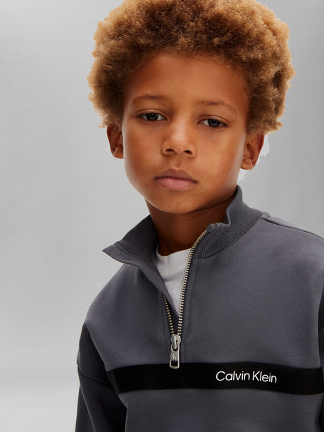 Calvin Klein Boys Half Zip Tape Tracksuit in Grey