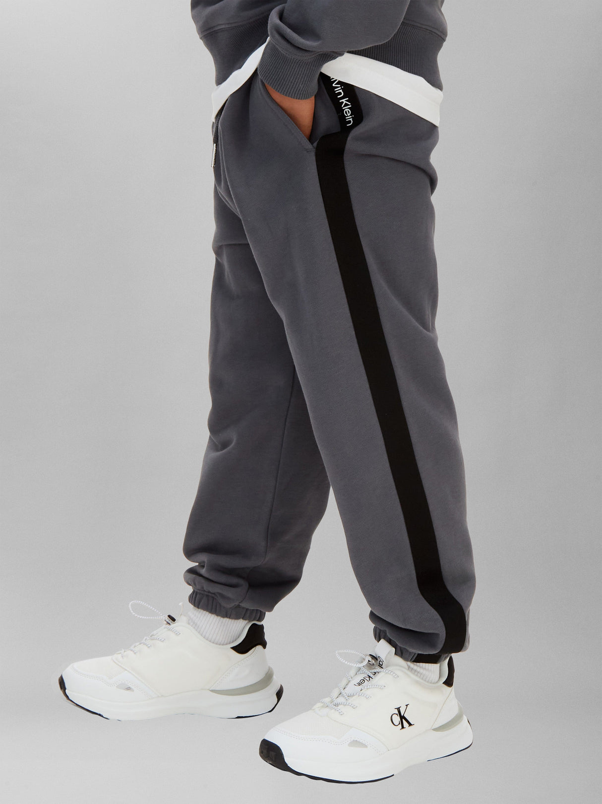 Calvin Klein Boys Half Zip Tape Tracksuit in Grey