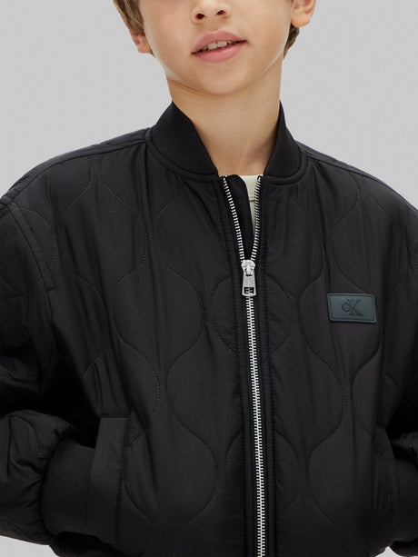 Calvin Klein Boys Quilted Bomber Jacket in Black