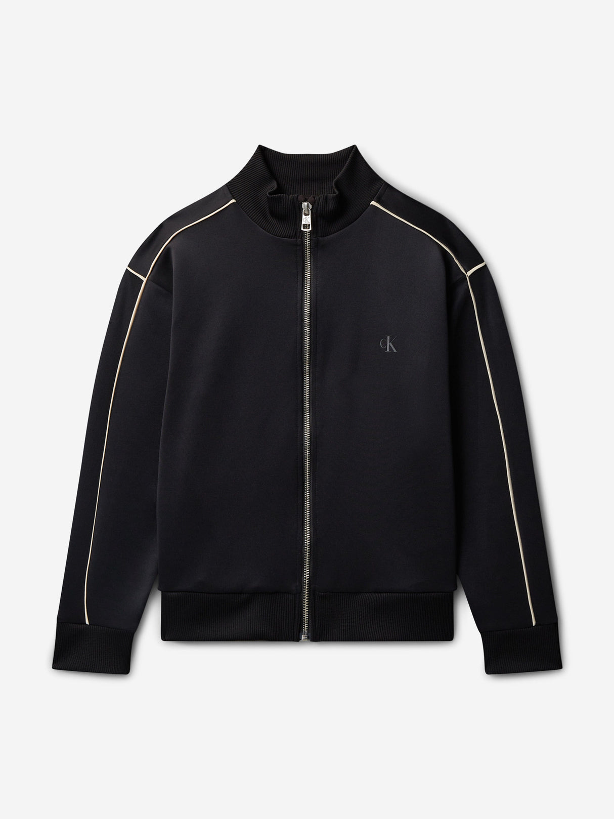 Calvin Klein Boys Piping Zip Up Top in Black