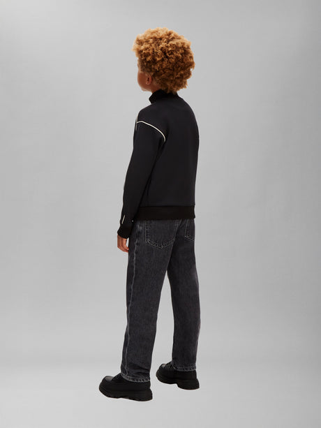 Calvin Klein Boys Piping Zip Up Top in Black