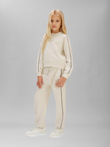 Calvin Klein Girls Cotton Terry Piping Tracksuit in Ivory