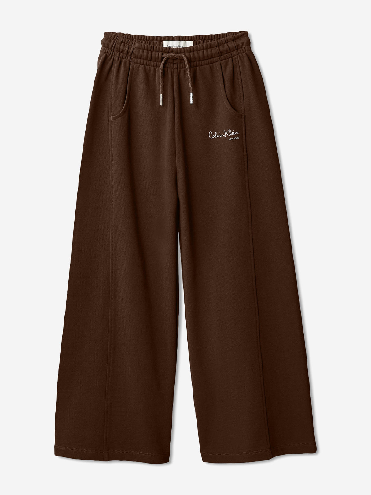 Calvin Klein Girls Signature Wide Leg Joggers in Brown