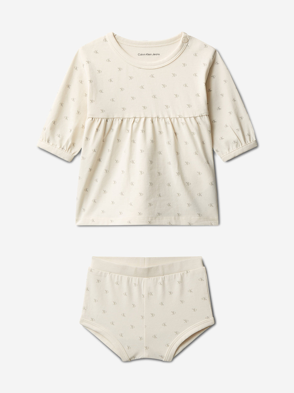 Calvin Klein Baby Girls CK AOP Dress in Ivory
