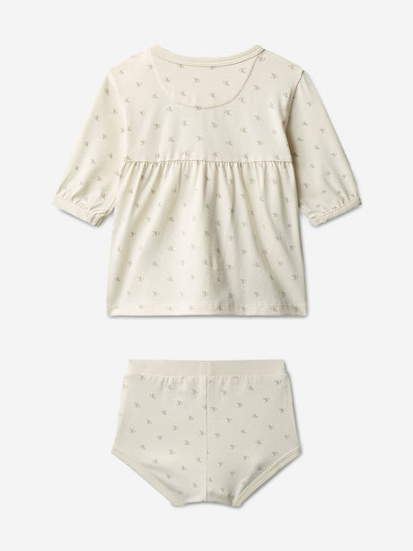 Calvin Klein Baby Girls CK AOP Dress in Ivory