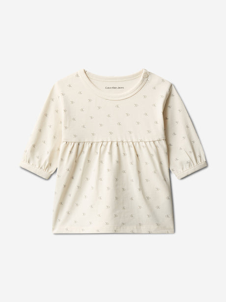 Calvin Klein Baby Girls CK AOP Dress in Ivory