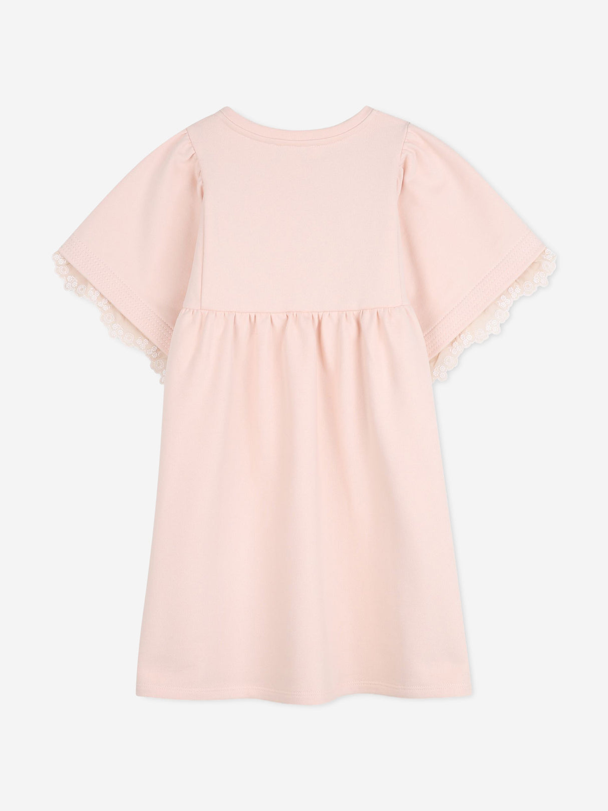 Chloé Girls Embroidered Flutter Sleeve Dress in Pink