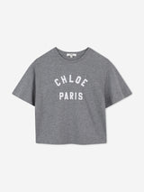 Chloé Girls Applique Logo T-Shirt in Grey