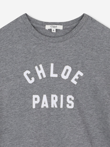 Chloé Girls Applique Logo T-Shirt in Grey