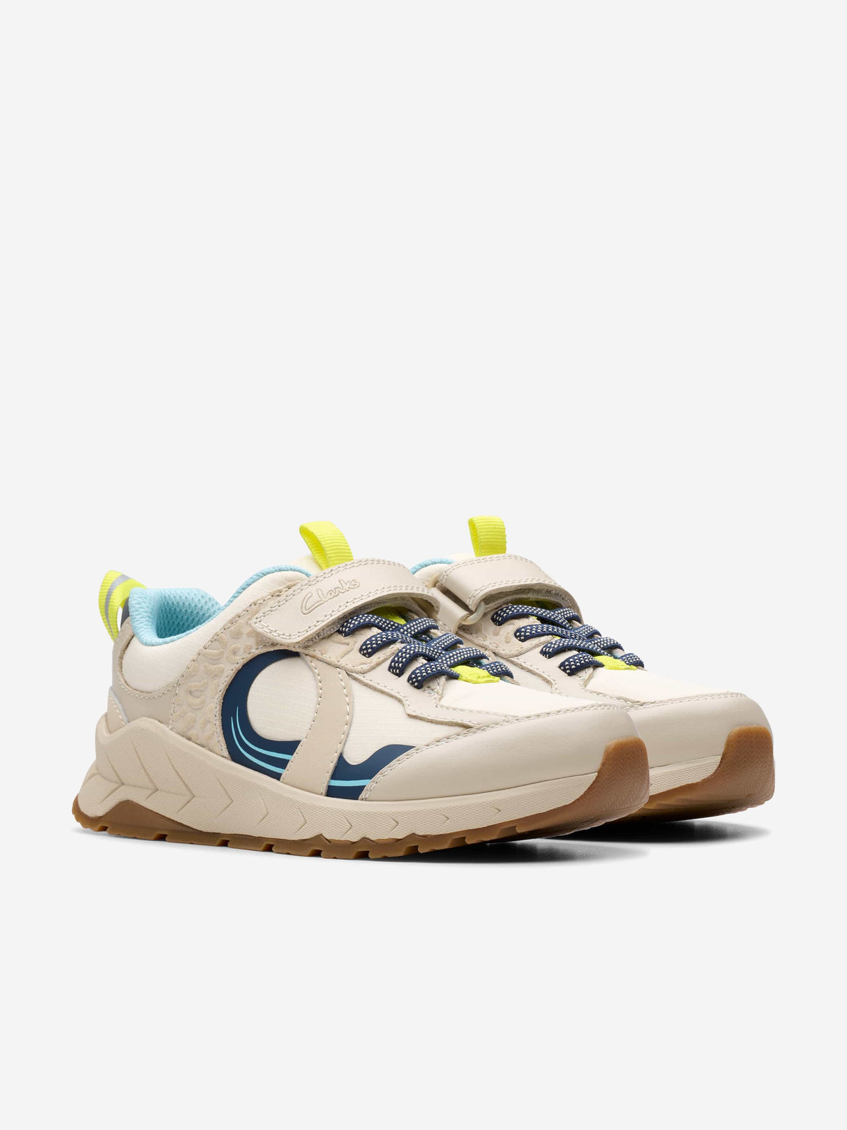 Clarks Boys Selva Hero Trainers in Ivory (Wide Fit)