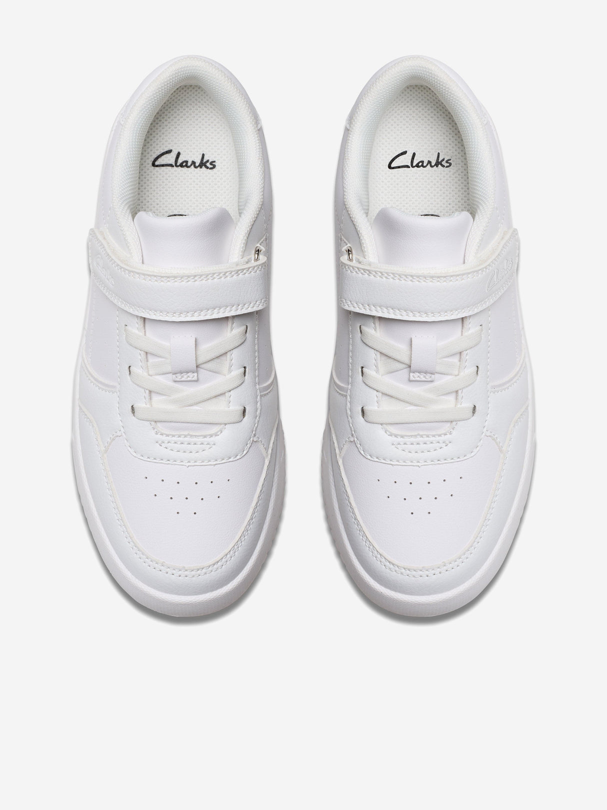 Clarks Kids Barley Step Trainers in White (Wide Fit)