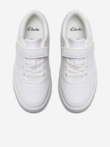 Clarks Kids Barley Step Trainers in White (Wide Fit)