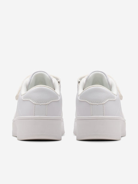 Clarks Kids Barley Step Trainers in White (Wide Fit)