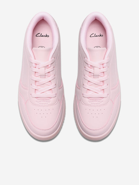 Clarks Girls Barley Step Trainers in Pink (Wide Fit)