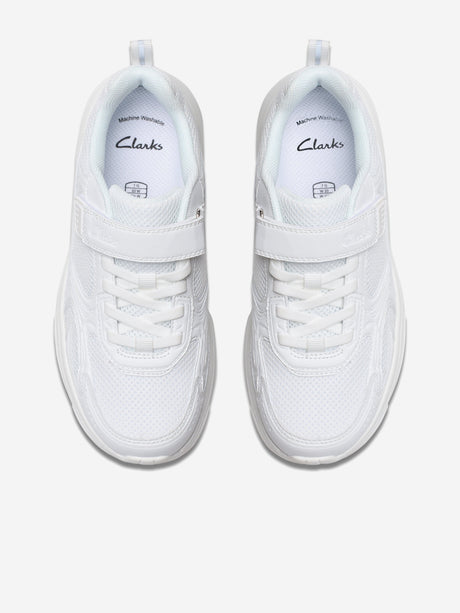 Clarks Kids Crafton Move Trainers in White (Wide Fit)