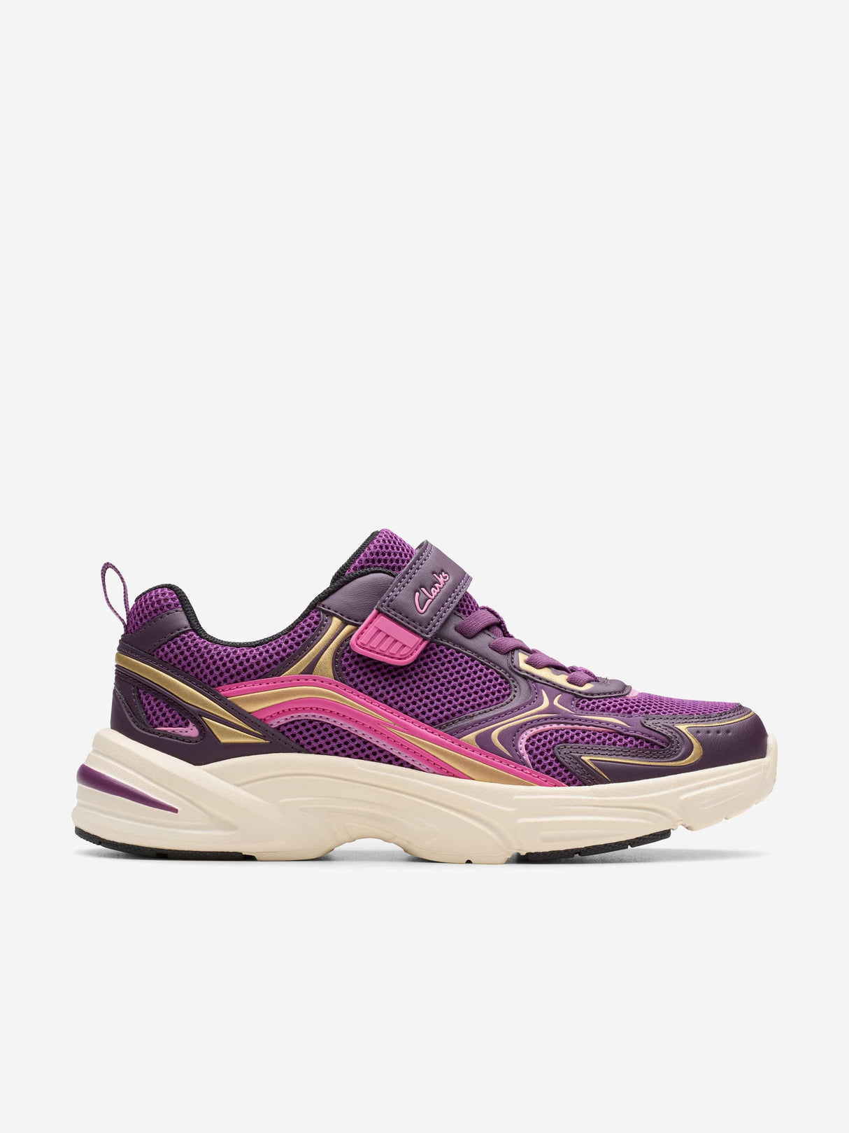Clarks Girls Crafton Move Trainers in Purple (Wide Fit)