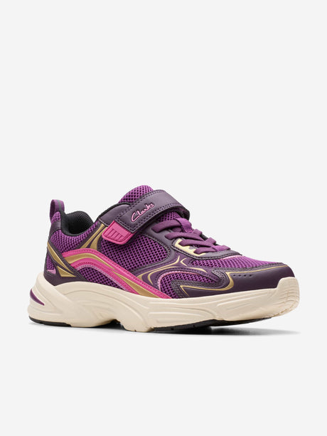 Clarks Girls Crafton Move Trainers in Purple (Wide Fit)