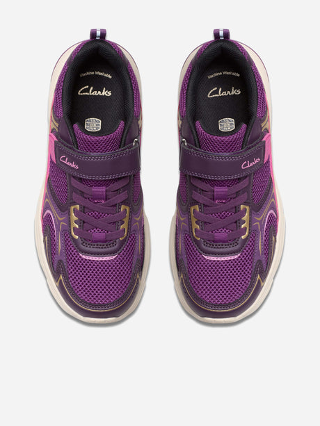 Clarks Girls Crafton Move Trainers in Purple (Wide Fit)