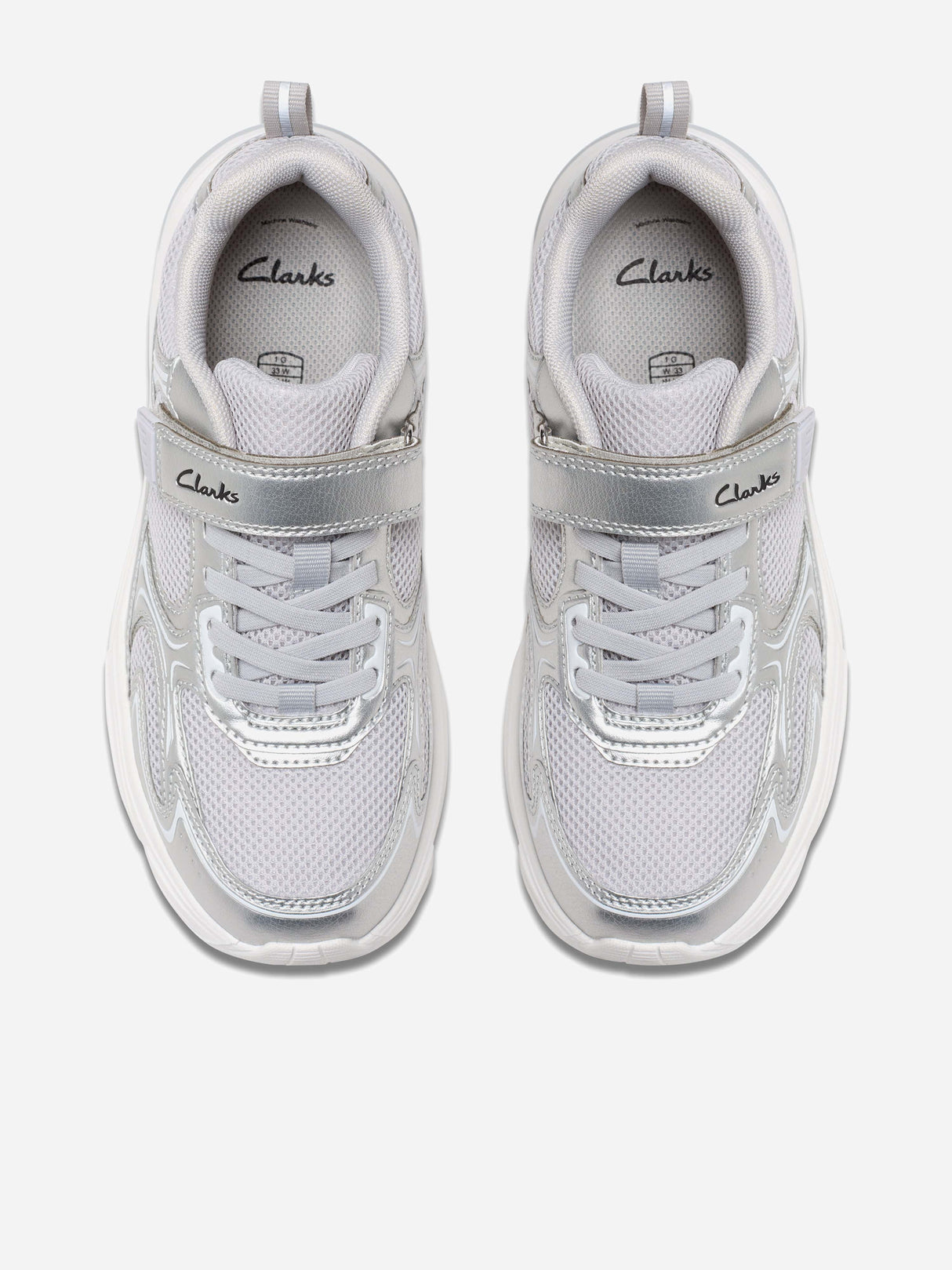 Clarks Girls Crafton Move Trainers in Silver (Wide Fit)