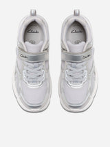 Clarks Girls Crafton Move Trainers in Silver (Wide Fit)