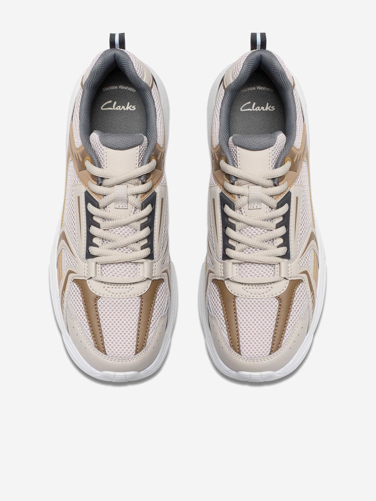 Clarks Kids Crafton Move Trainers in Beige (Wide Fit)