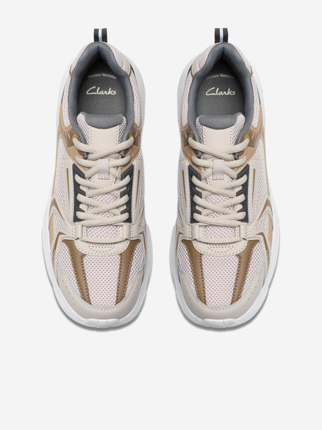 Clarks Kids Crafton Move Trainers in Beige (Wide Fit)