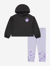 Converse Girls Hoodie and Heart Leggings Set in Grey