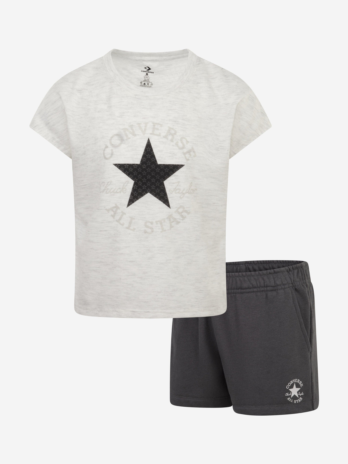Converse Girls Boxy T-Shirt and Shorts Set in Grey