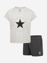 Converse Girls Boxy T-Shirt and Shorts Set in Grey