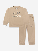 C.P. Company Boys Logo Tracksuit in Beige