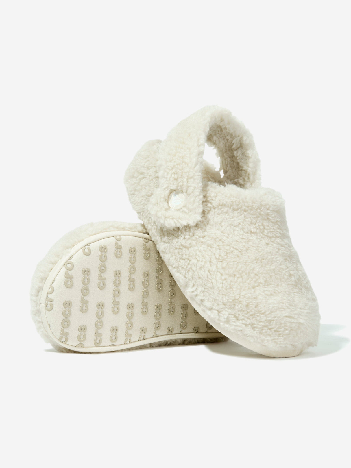 Crocs Kids Classic Cozzzy Slipper in Ivory