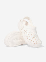 Crocs Girls Classic Floral Cut Out Clog in Ivory