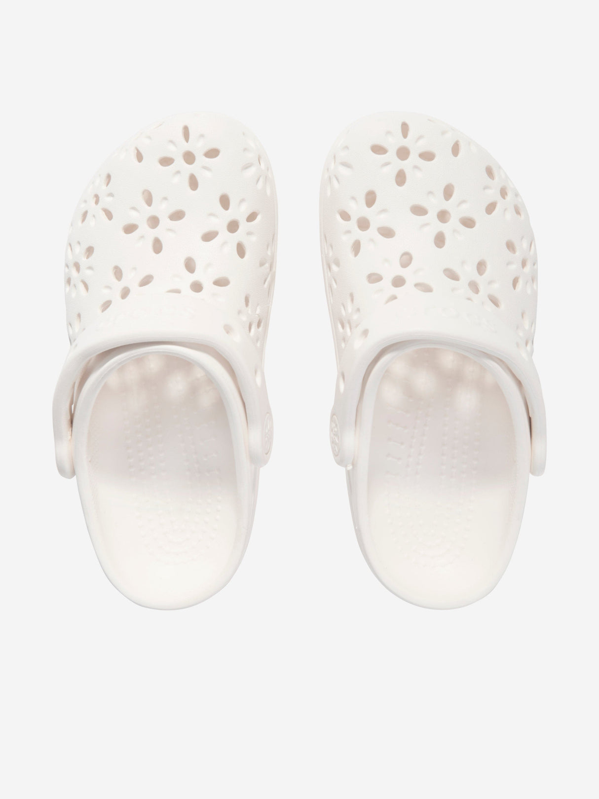 Crocs Girls Classic Floral Cut Out Clog in Ivory