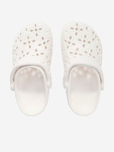 Crocs Girls Classic Floral Cut Out Clog in Ivory