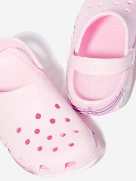 Crocs Girls Classic Star Sparkle Clog in Pink