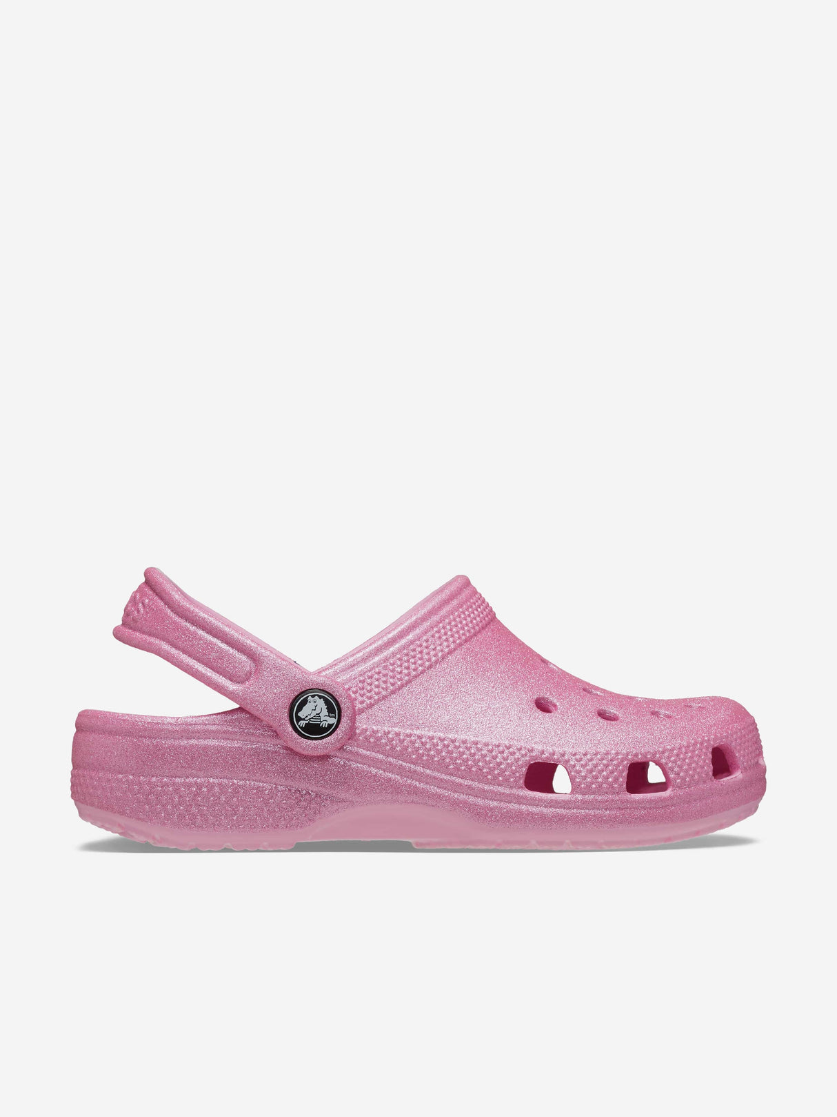 Crocs Girls Classic Glitter Clog in Pink