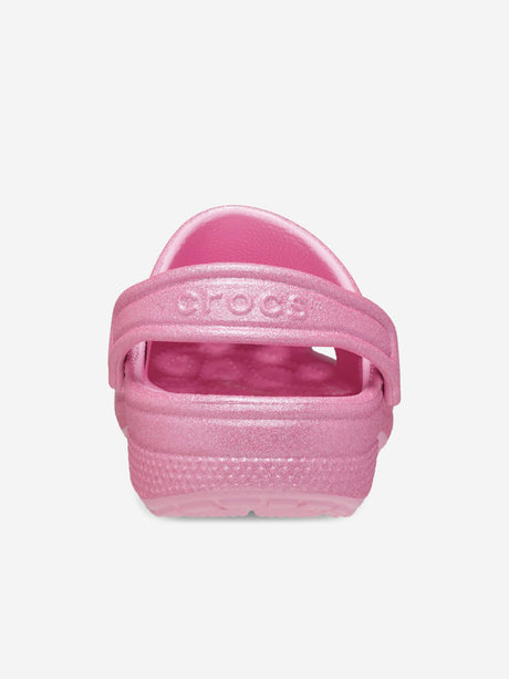 Crocs Girls Classic Glitter Clog in Pink