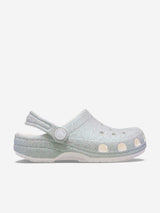 Crocs Girls Classic Iridescent Glitter Clog in White