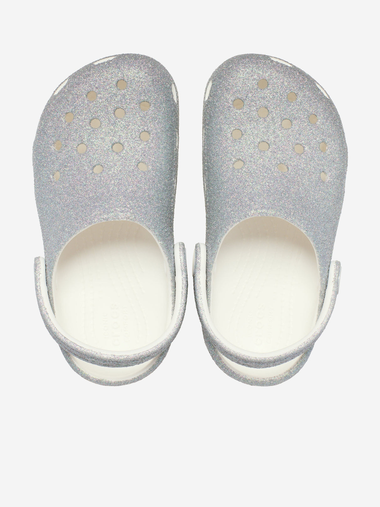 Crocs Girls Classic Iridescent Glitter Clog in White