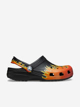 Crocs Boys Classic Flames Clog in Black