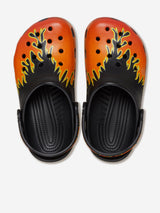 Crocs Boys Classic Flames Clog in Black