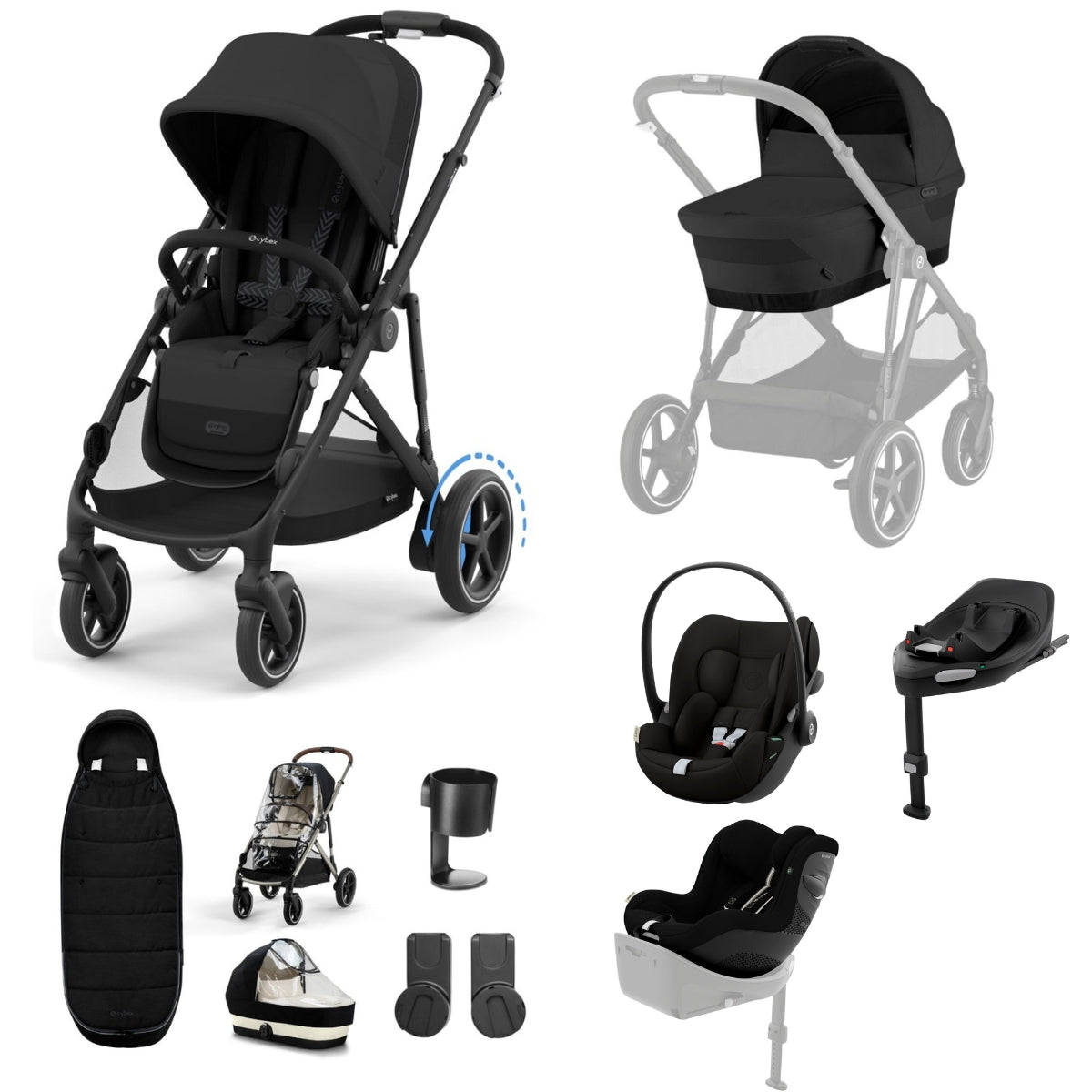Cybex E-Gazelle S Complete Electric Travel System Bundle - Moon Black