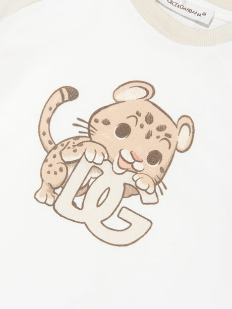 Dolce & Gabbana Baby Boys Leopard Cub Logo T-Shirt in White