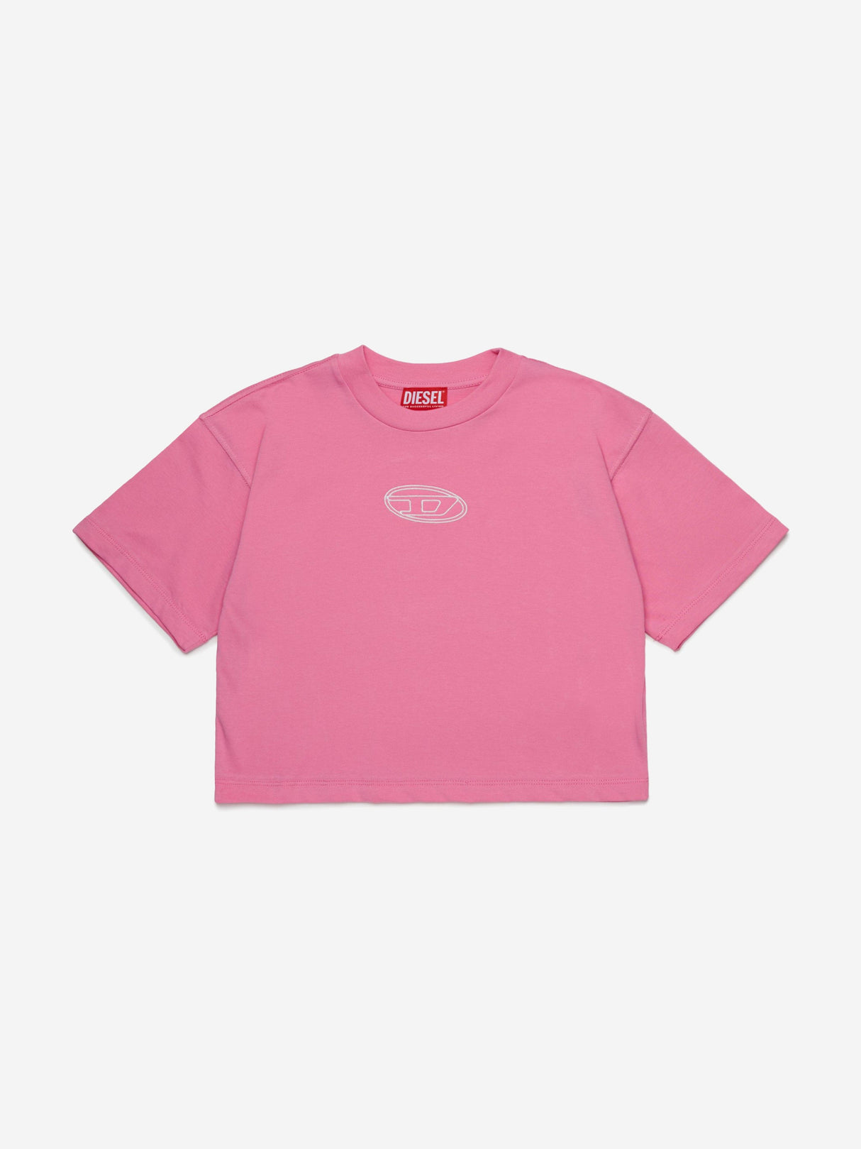 Diesel Girls Cropped Logo T-Shirt in Pink