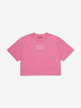 Diesel Girls Cropped Logo T-Shirt in Pink